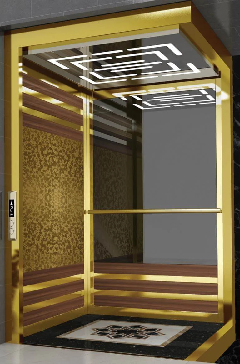 كابينة بإطارات ذهبية